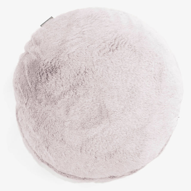 Dekokissen / Sofa Kissenbezug Rund 50cm - Kaninchen Kunstfell Pastellrosa 01