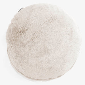 Dekokissen / Sofa Kissenbezug Rund 50cm - Kaninchen Kunstfell Weiß