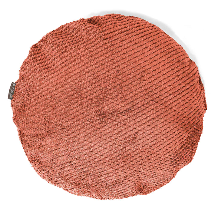 Lounge Pug Dekokissen / Sofa Kissenbezug Rund 50cm Waffle Cord Kürbisorange– Big Bertha Original DE