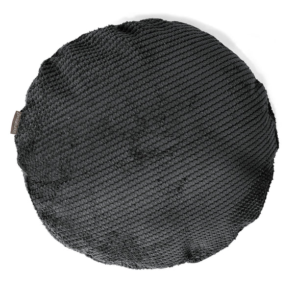 Lounge Pug Dekokissen / Sofa Kissenbezug Rund 50cm Waffle Cord Schwarz– Big Bertha Original DE