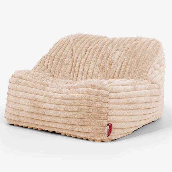 Der Slouchy Sitzsack Sessel - Ultra Plüsch Cord Pfirsich 01
