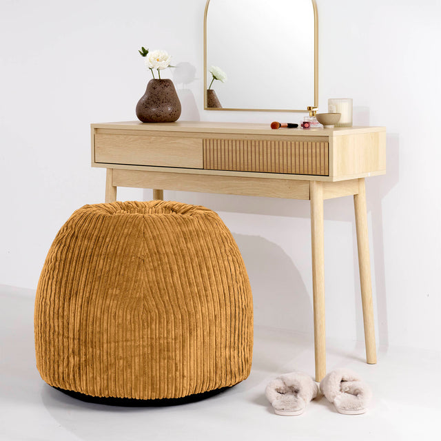 Schminktisch-Pouf-Hocker - Cord Goldhonig 02