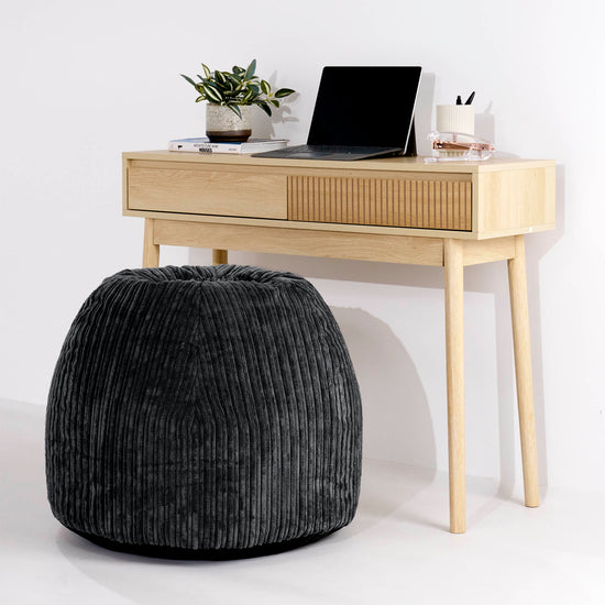 Ergonomischer Büro­pouf-Stuhl - Cord Schwarz 02