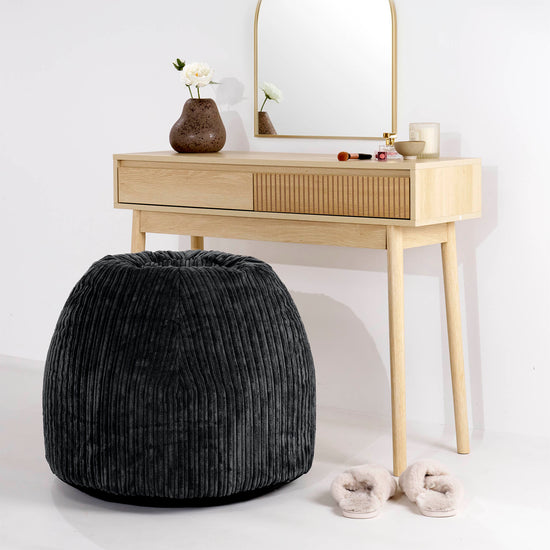 Schminktisch-Pouf-Hocker - Cord Schwarz 02