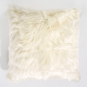 Extra Große Dekokissen / Sofa Kissenbezug 70 x 70cm - Mongolisches Kunstfell Crème