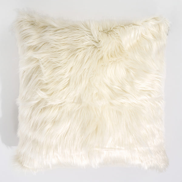 Extra Große Dekokissen / Sofa Kissenbezug 70 x 70cm - Mongolisches Kunstfell Crème 01