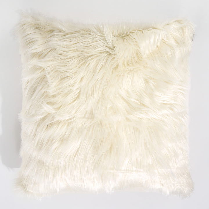 Extra Große Dekokissen / Sofa Kissenbezug 70 x 70cm - Mongolisches Kunstfell Crème 01