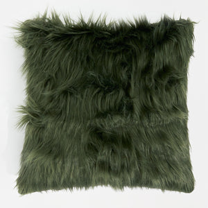 Extra Große Dekokissen / Sofa Kissenbezug 70 x 70cm - Mongolisches Kunstfell Salbeigrün