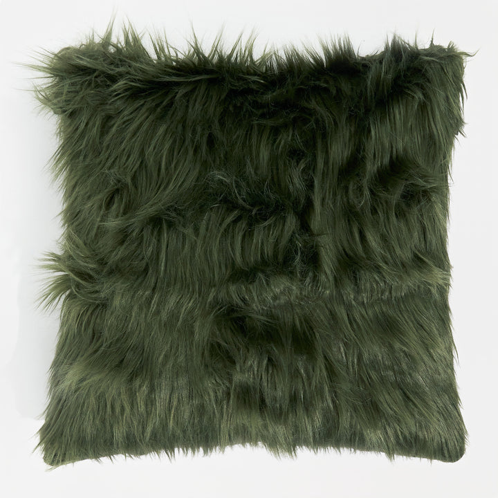 Extra Große Dekokissen / Sofa Kissenbezug 70 x 70cm - Mongolisches Kunstfell Salbeigrün 01