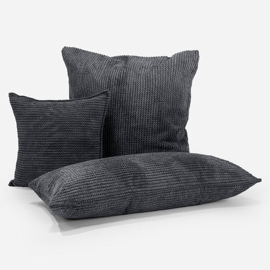 Extra Große Dekokissen / Sofa Kissenbezug 70 x 70cm - Pom-Pom Schwarz 04