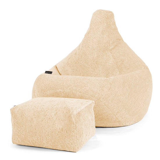 Gaming Sitzsack Sessel - Luxuriöser Chenille Elfenbein 01