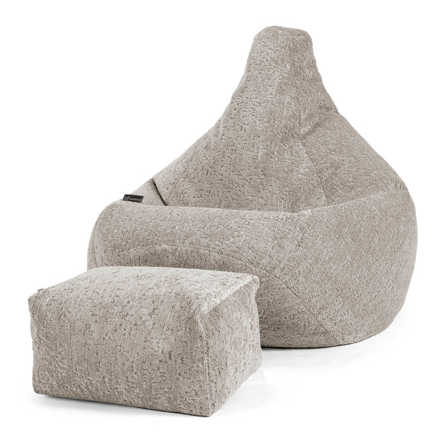 Gaming Sitzsack Sessel - Luxuriöser Chenille Grau 01