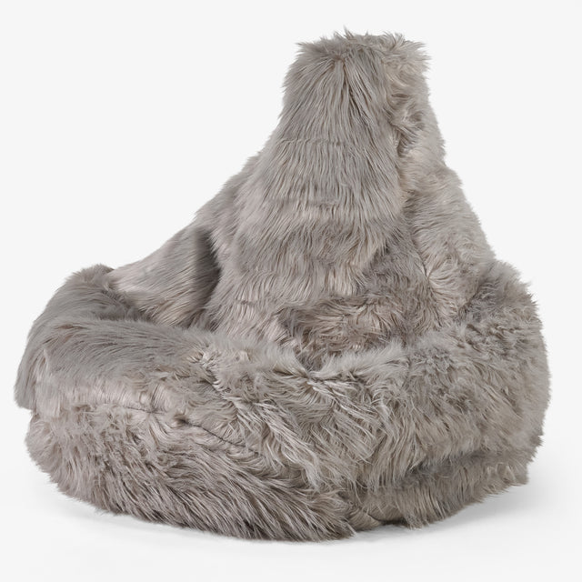 Gaming Sitzsack Sessel - Mongolisches Kunstfell Grau 01