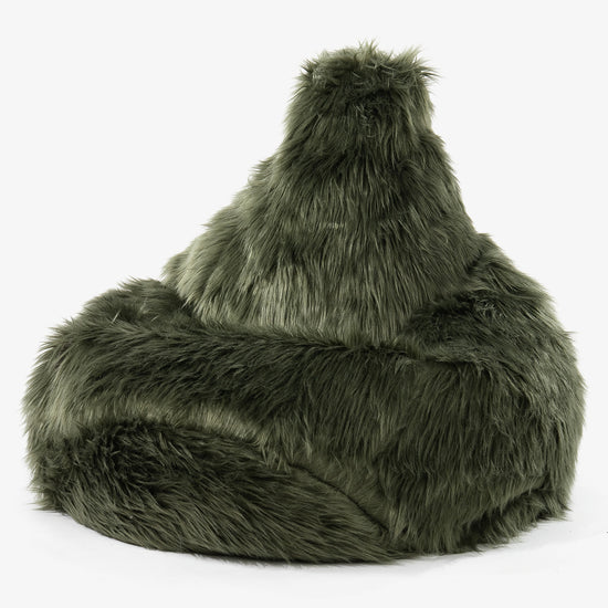 Gaming Sitzsack Sessel - Mongolisches Kunstfell Sage Green 01