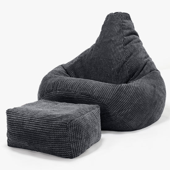 Gaming Sitzsack Sessel - Pom-Pom Schwarz 01