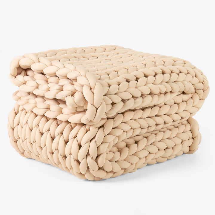 Lounge Pug Gewichtsdecke für Erwachsene Grobgestrickt Braungrau– Big Bertha Original DE