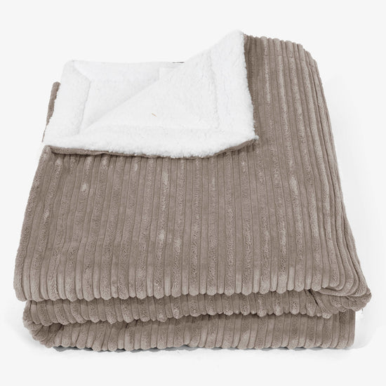 Große Sherpa-Decke 140 x 200cm - Cord Beigegrau 01