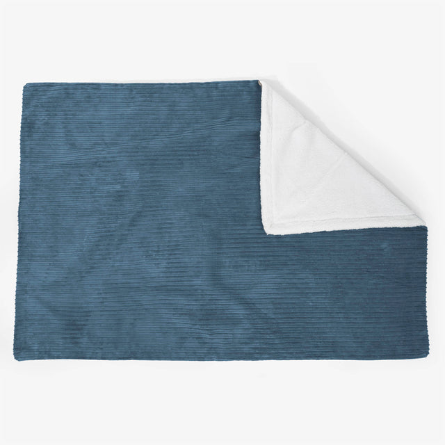 Große Sherpa-Decke 140 x 200cm - Cord Marineblau 02