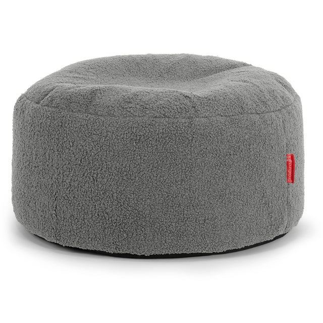 Großer runder Fußhocker - Bouclé Grau 01
