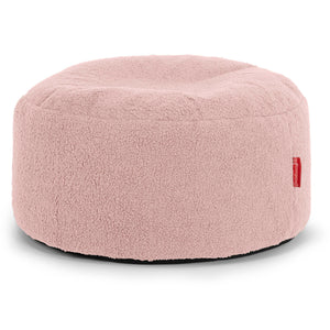 Großer runder Fußhocker - Bouclé Pink