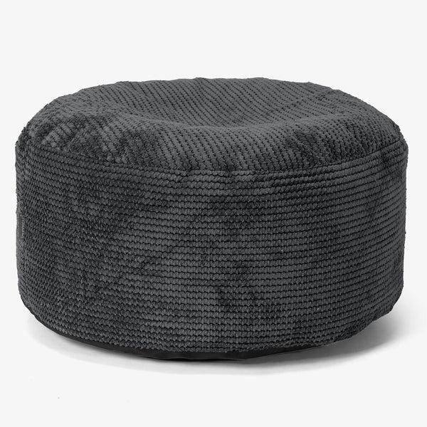 Großer runder Fußhocker - Pom-Pom Schwarz 01