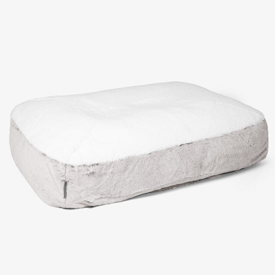 Großes Slouchy Hundebett - Kaninchen Kunstfell Hellgrau 01