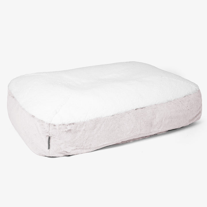 Großes Slouchy Hundebett - Kaninchen Kunstfell Pastellrosa 01