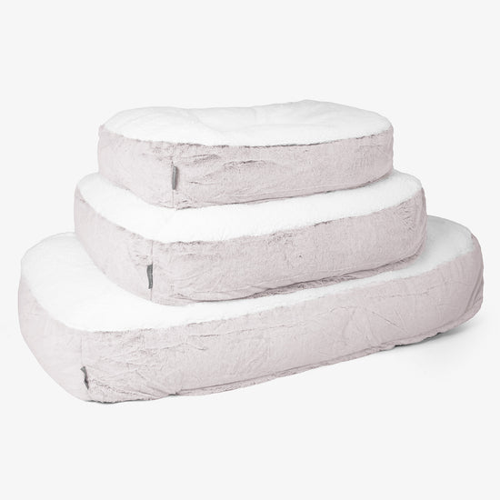 Großes Slouchy Hundebett - Kaninchen Kunstfell Pastellrosa 02