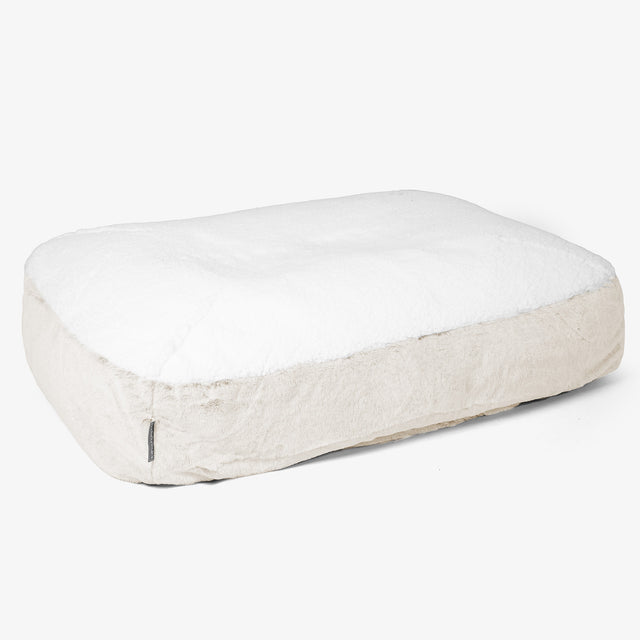 Großes Slouchy Hundebett - Kaninchen Kunstfell Weiß 01
