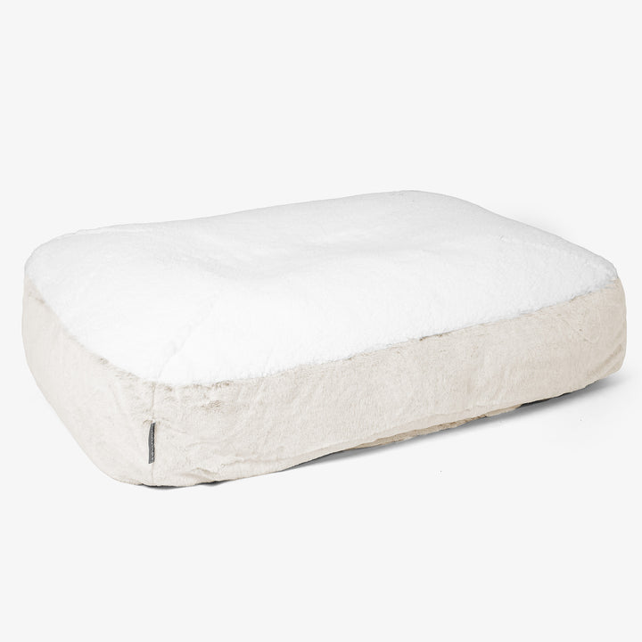 Großes Slouchy Hundebett - Kaninchen Kunstfell Weiß 01