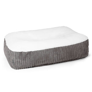Großes Slouchy Hundebett - Sherpa & Cord Graphitgrau