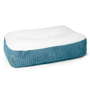 Großes Slouchy Hundebett - Sherpa & Cord Türkis