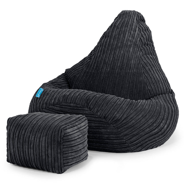Kinder Gaming Sitzsack Sessel 1-5 Jahre - Cord Schwarz 01