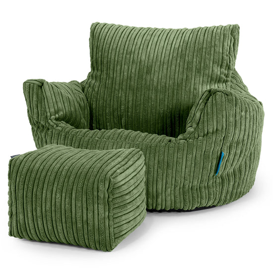Klein Kindersessel Sitzsack 1-3 jahren - Cord Nadelwaldgrün 02
