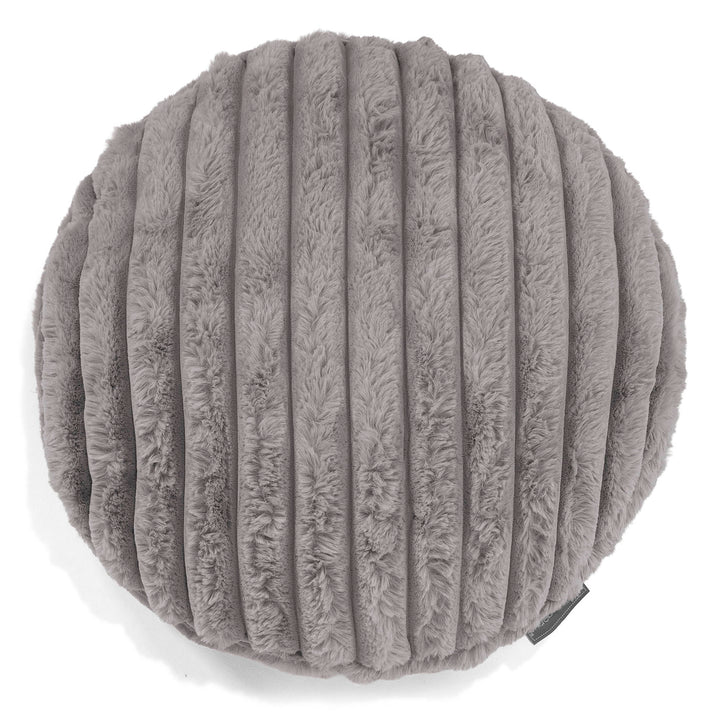 Lounge Pug Kissen Rund 50cm Ultra Plüsch Cord Grau Sofakissen– Big Bertha Original DE