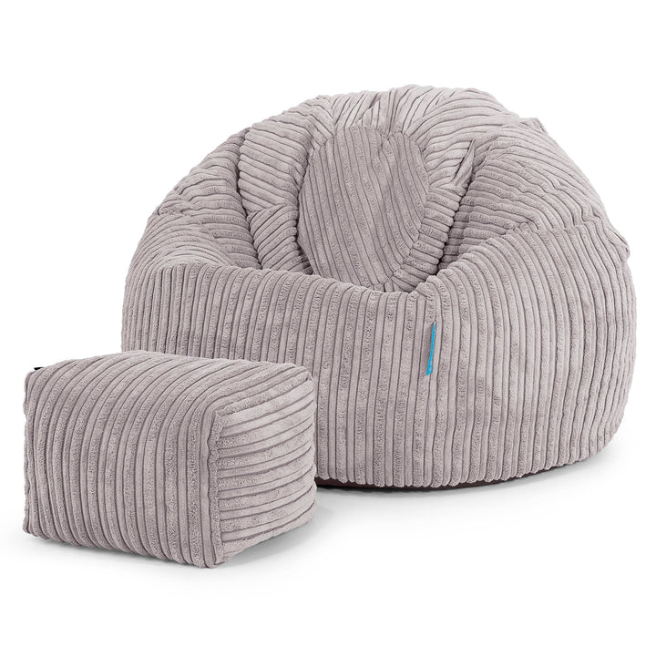 Klassicher Kindersessel Sitzsack 1-5 jahren - Cord Silbergrau 02