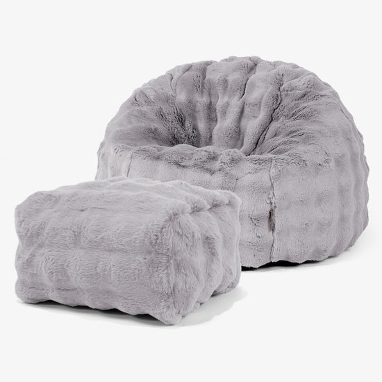 Klassischer Sitzsack Sessel - Bubble Pelz Grau 01