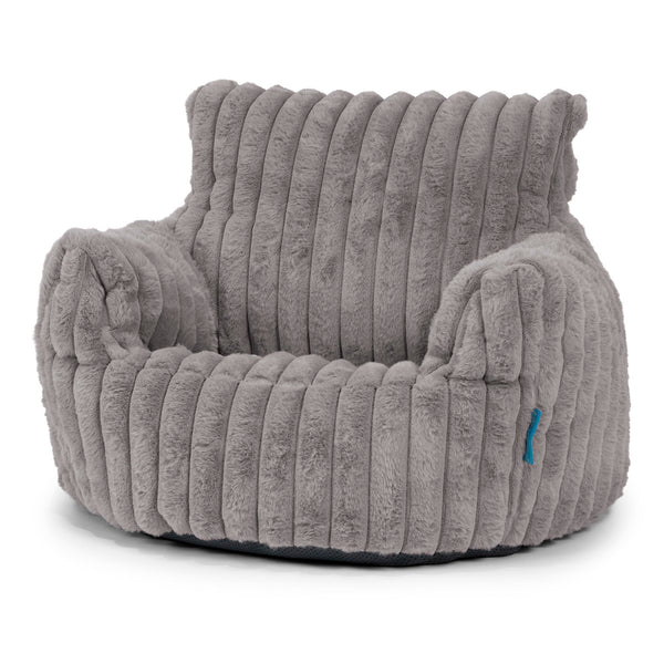 Klein Kindersessel Sitzsack 1-3 jahren - Ultra Plüsch Cord Grau 01