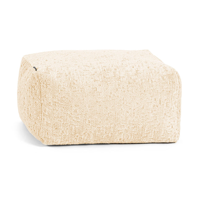 Kleiner Fußhocker - Luxuriöser Chenille Elfenbein 01