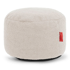 Kleiner runder Fußhocker - Bouclé Elfenbein