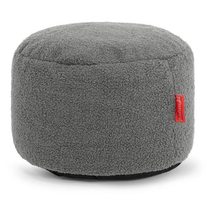 Kleiner runder Fußhocker - Bouclé Grau
