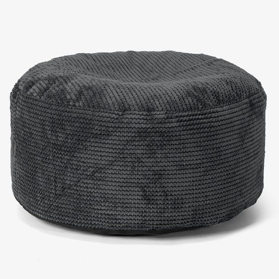 Kleiner runder Fußhocker - Pom-Pom Schwarz 01