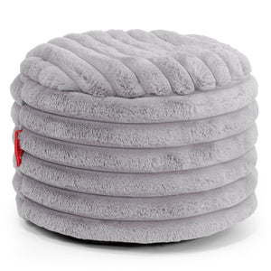 Kleiner runder Fußhocker - Ultra Plüsch Cord Grau