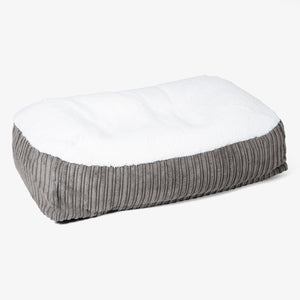 Medium Slouchy Hundebett - Sherpa & Cord Graphitgrau