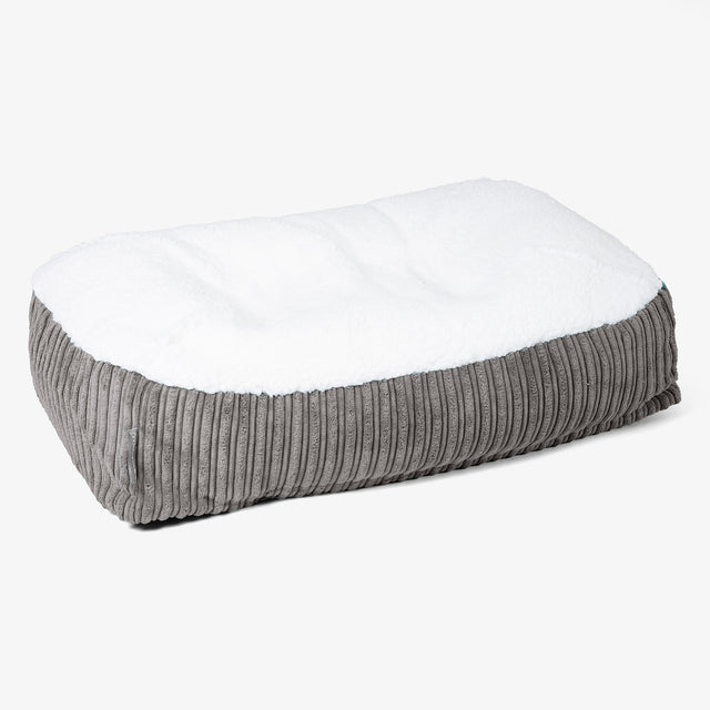 Medium Slouchy Hundebett - Sherpa & Cord Graphitgrau 01