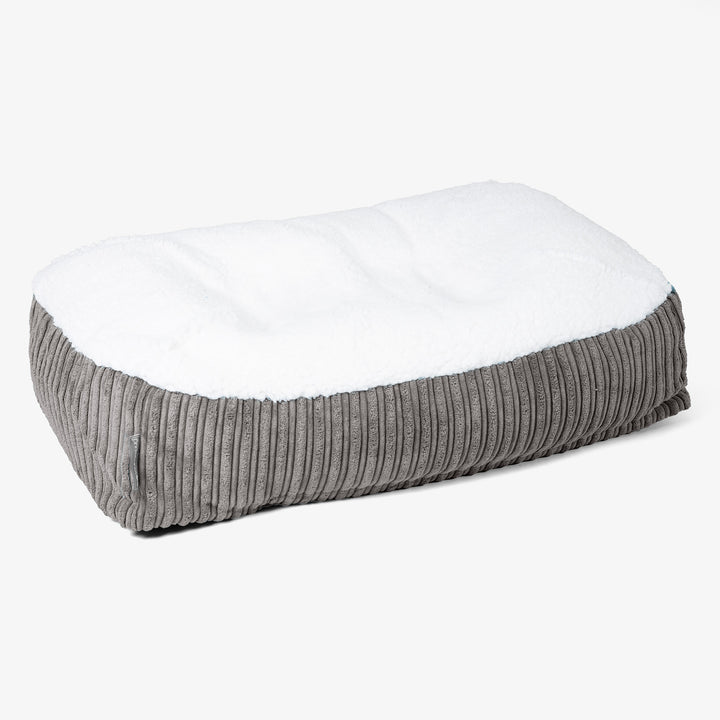 Medium Slouchy Hundebett - Sherpa & Cord Graphitgrau 01