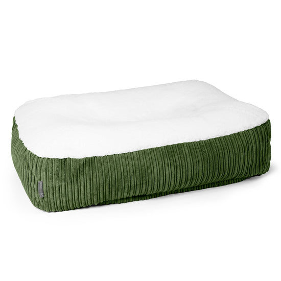 Medium Slouchy Hundebett - Sherpa & Cord Nadelwaldgrün 01