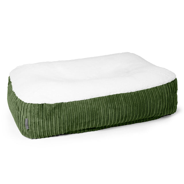 Medium Slouchy Hundebett - Sherpa & Cord Nadelwaldgrün 01