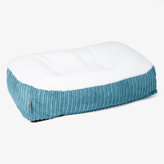 Medium Slouchy Hundebett - Sherpa & Cord Türkis 01