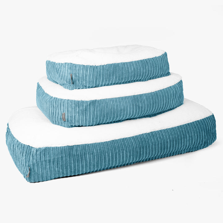 Medium Slouchy Hundebett - Sherpa & Cord Türkis 02